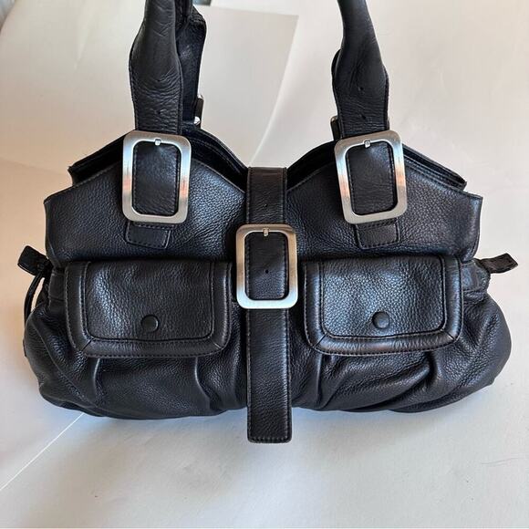 Cole Haan Black Leather Shoulder HOBO Purse Fine Pebbled Leather - Picture 2 of 15